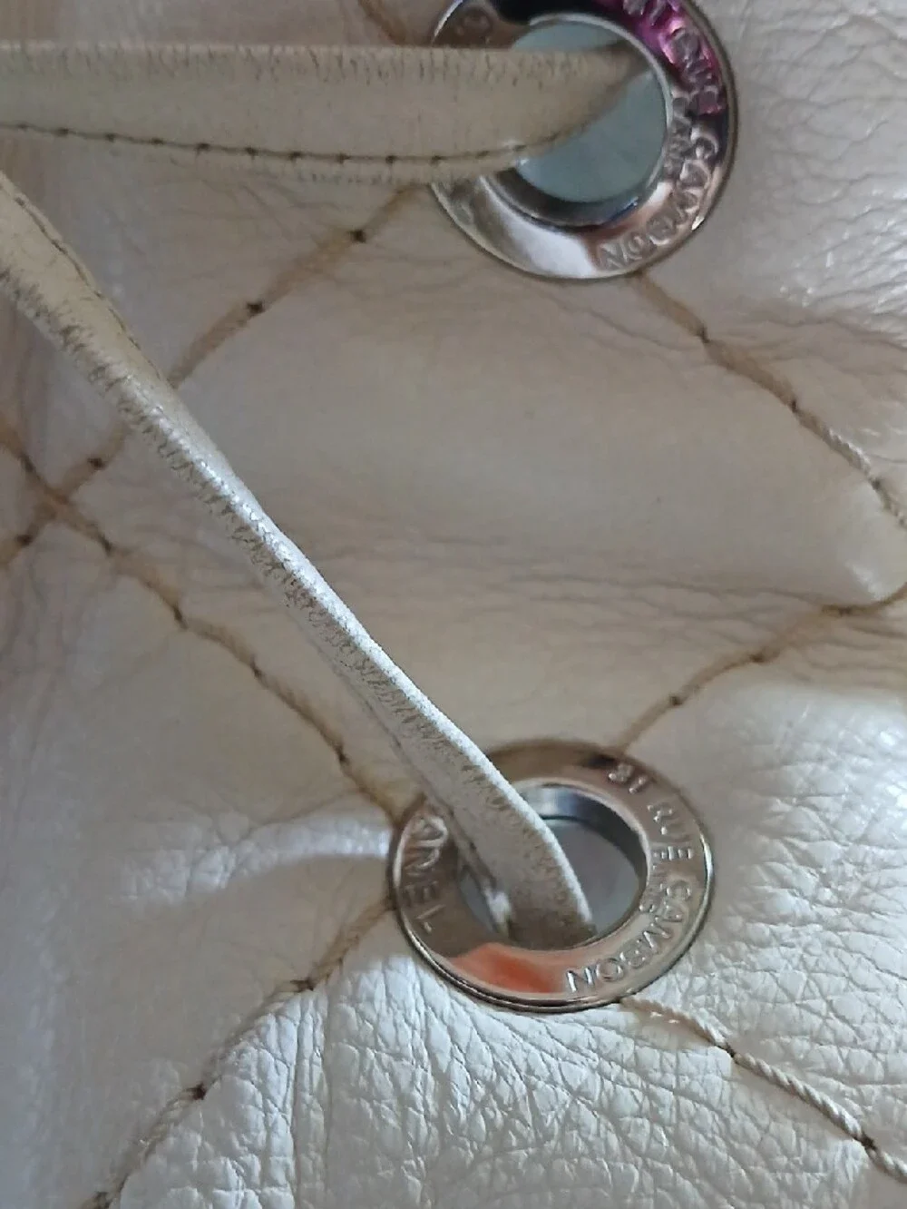 Chanel Leather Drawstring Bucket With Silver Charm